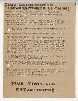 ¡Los estudiantes universitarios luchan!