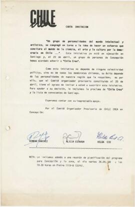 Chile Crea. Carta Invitación