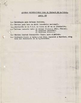 Algunas orientaciones para el trabajo de la FEC abril '88