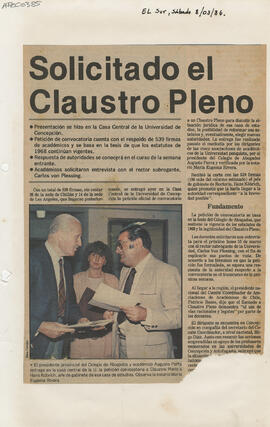 "Solicitado el Claustro Pleno"