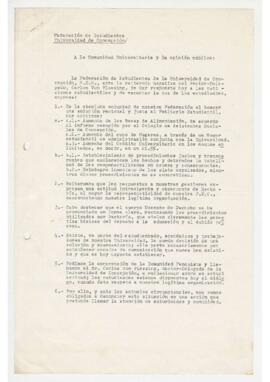 A la comunidad universitaria y la opinión pública