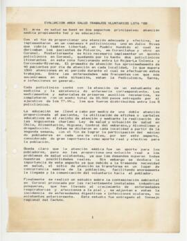 Evaluación Área Salud Trabajos Voluntarios Lota '88