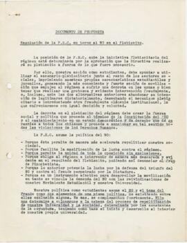 Resolución de la F.E.C. en torno al NO en el Plebiscito