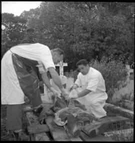 Dr. Behn realizando exhumación en Cementerio de Santa Juana